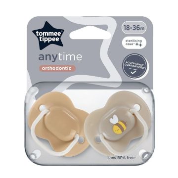 Tommee Tippee AnyTime Ортодонтични залъгалки 18-36 месеца х2 броя, Пчела