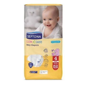 Septona Calm N' Care Maxi 4  Пелени за бебета от 8 до 13 киграма х52 броя