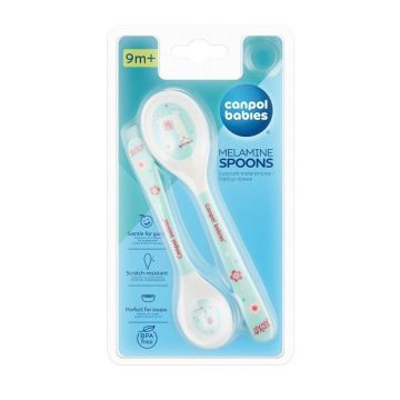 Canpol babies Меламинови лъжички Exotic Animals 9+ месеца x2 броя, Turquoise
