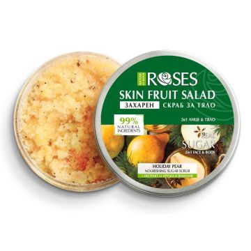 Nature of Agiva Fruit Salad 2 в 1 Захарен скраб за  лице и тяло с круша и ванилия x200 грама