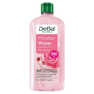 DeBa Natural Beauty Освежаваща мицеларна вода за лице с екстракт от нар и розова вода x500 мл