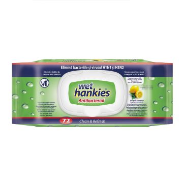 Wet Hankies Дезинфекциращи мокри кърпи с аромат лимон х72 броя