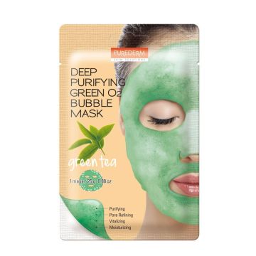 Purederm Green O2 Bubble Mask Почистваща кислородна маска за лице със зелен чай x25 грама