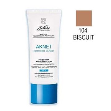 Bionike Aknet Comfort Cover Фон дьо тен против несъвършенства на кожата SPF30 за себорейна, предразположена към акне кожа x30 мл, 104 Biscuit