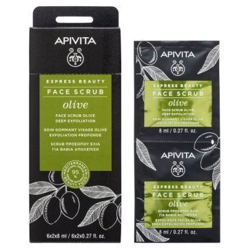 Apivita Express Beauty Ексфолиант за дълбоко почистване на лицето с маслина х2*8 мл