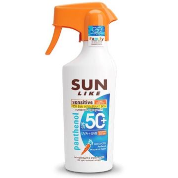 Sun Like Sensitive Panthenol Слънцезащитен спрей мляко с пантенол SPF50+ x250 мл