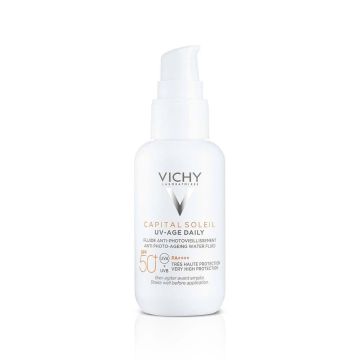 Vichy Capital Soleil UV-Age Daily Слънцезащитен флуид за лице SPF50+ против фотостареене на кожата x40 мл