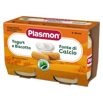 Plasmon Пюре йогурт с бисквити за деца от 6-тия месец 2х120 грама - 1542