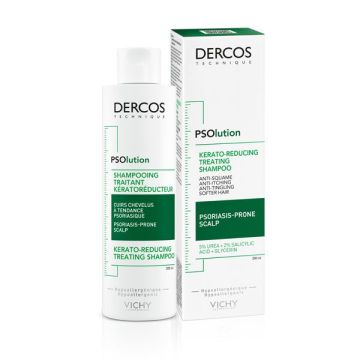 Vichy Dercos Psolution Кератоличен третиращ шампоан против пърхот за скалп, склонен към псориазис x200 мл
