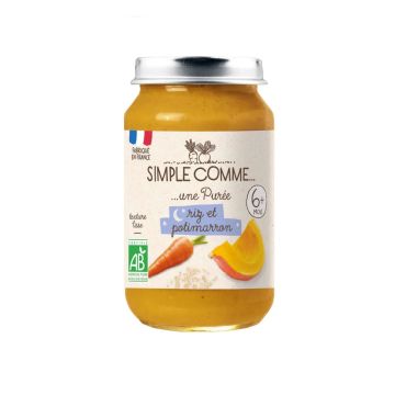 Simple Comme Био зеленчуково пюре "Лека нощ" - моркови, ориз и тиква за деца над 6 месеца x190 грама
