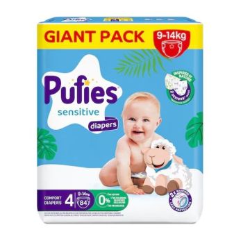 Pufies Sensitive 4 Пелени за бебета с тегло от 9 до 14 килограма x84 броя