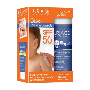 Uriage 1er Bebe Промо комплект за бебета Минерален крем SPF50 и Почистваща термална вода