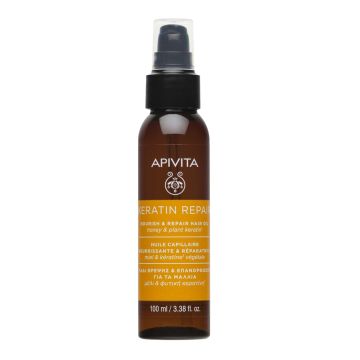 Apivita Keratin Repair Подхранващо и възстановяващо олио за суха и увредена коса x100 мл