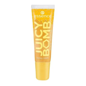 Essence Juicy Bomb Блестящ гланц за устни със златист оттенък и аромат на мед и ванилия х10 мл
