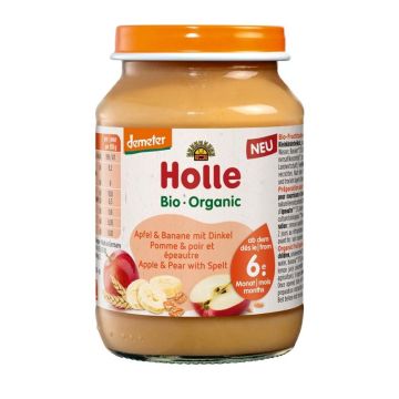 Holle Био пюре ябълка, банан и спелта за деца от 6-тия месец x190 грама