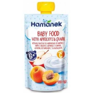 Hamanek Плодова закуска кайсии и кварк за деца над 6 месеца x120 грама