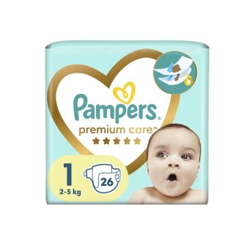 Pampers Premium Care 1 Newborn Пелени за деца от 2 до 5 килограма x26 броя