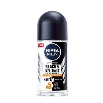 Nivea Men Black&White Invisible Ultimate Impact Рол-он против изпотяване за мъже 5 в 1 х50 мл