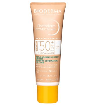 Bioderma Photoderm Cover Touch Mineral Минерална слънцезащита с висока покривност и дишаща текстура SPF50+ x40 мл, Light