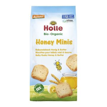 Holle Био бебешки мини сухари с мед x100 грама