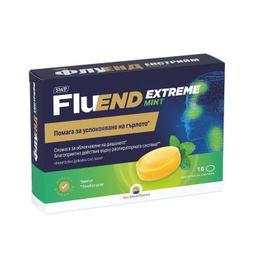 FluEnd Extreme за здравето на гърлото Мента х16 таблетки за смучене Sun Wave Pharma