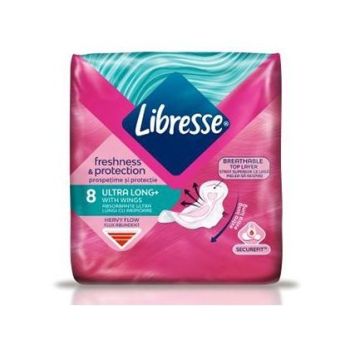 Libresse Ultra Thin Long Дамски превръзки х8 броя