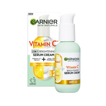 Garnier Skin Naturals Vitamin C 2n1 Серум-крем за лице за сияйна кожа SPF25 x50 мл