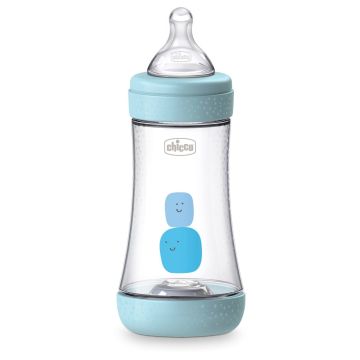 Chicco Perfect 5 Шише за хранене със силиконов биберон за деца над 2 месеца x240 мл, цвят син