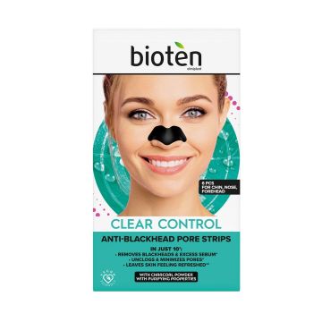 Bioten Clear Control Почистващи ленти за нос за премахване на черни точки х6 броя