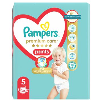 Pаmpers Premium Care Pants 5 Пелени - гащички за деца от 12 до 17 килограма x34 броя