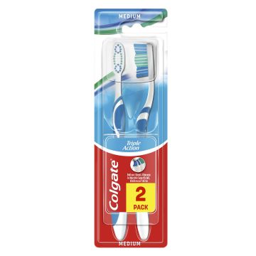 Colgate Triple Action Четка за зъби x2 броя, Medium