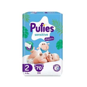 Pufies Sensitive 2 Пелени за деца с тегло от 4 до 8 килограма x70 броя