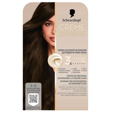 Schwarzkopf Creme Supreme Дълготрайна боя за коса, 4-0 Medium Natural Brown