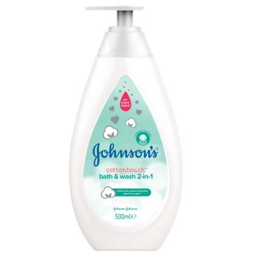 Johnson's Cottontouch 2 в 1 Шампоан за коса и тяло x500 мл
