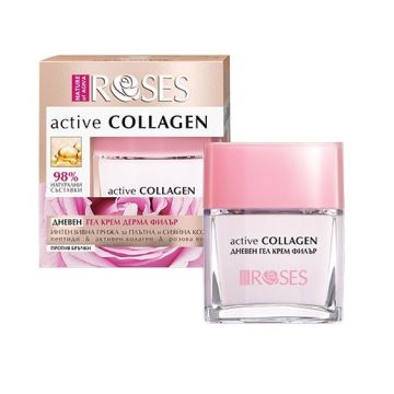 Nature of Agiva Roses Active Collagen Дневен гел крем дерма филър против бръчки x50 мл