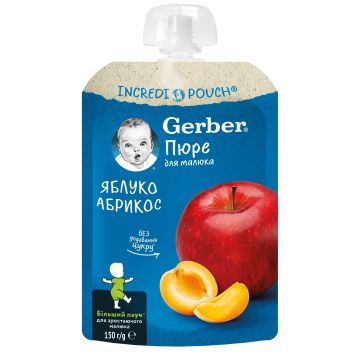 Gerber Плодова закуска Ябълки и кайсии за деца от 6-ия месец x150 грама