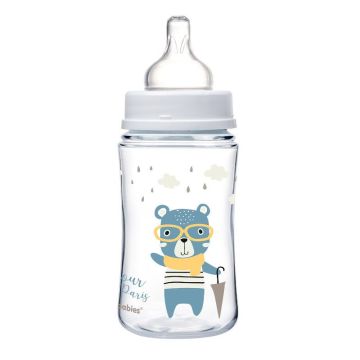 Canpol Babies Easy Start Шише антиколик  с широко гърло Bonjour Paris за деца над 0 месеца x240 мл, синьо