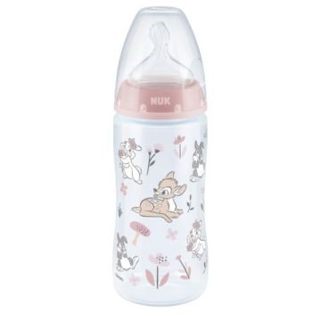 Nuk First Choice Temperature Control Шише за хранене със силиконов биберон M за деца от 6 до 18 месеца x300 мл, Bambi