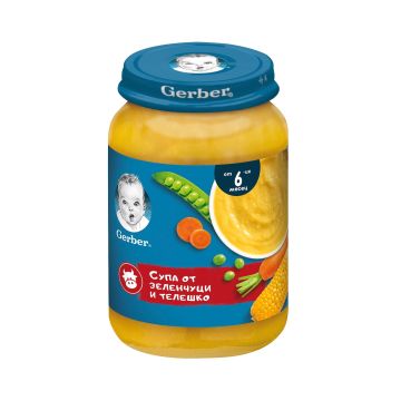 Gerber Пролетна супа с пуешко и копър от 7 месечна възраст х190 грама