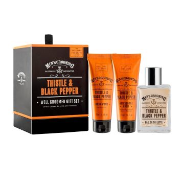 Scottish Fine Soaps Thistle & Black Промо комплект за мъже Тоалетна вода, Афтършейв балсам и Душ-гел