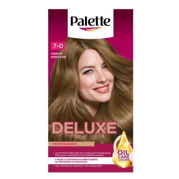 Palette Deluxe Подхранваща трайна крем боя за коса, 7-0 Medium Blond