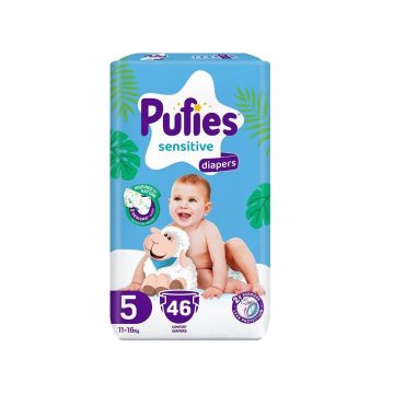 Pufies Sensitive 5 Пелени за деца с тегло от 11 до 16 килограма x46 броя