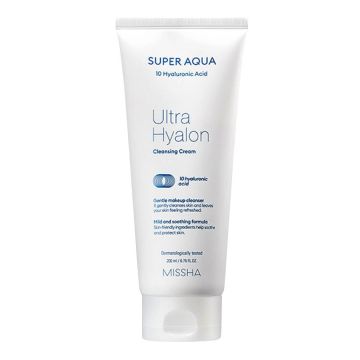 Missha Super Aqua Ultra Hyaluron Почистващ крем за лице с 10 вида хиалуронова киселина за всеки тип кожа x200 мл
