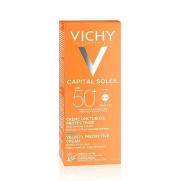 Vichy Capital  Soleil Кадифен слънцезащитен крем за лице за нормална и суха кожа SPF50+ x50 мл