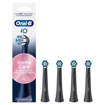 Oral-B iO Накрайник за електрическа четка за зъби, Gentle Care x4 броя, цвят- черен