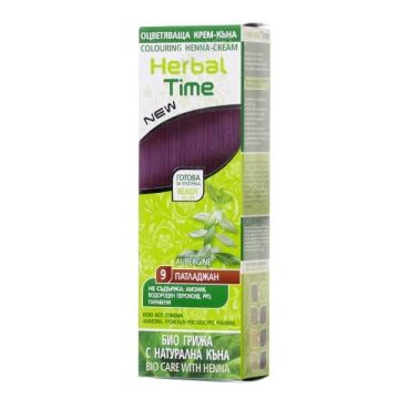 Herbal Time Оцветяваща крем - къна за коса, 09 Патладжан х75 мл