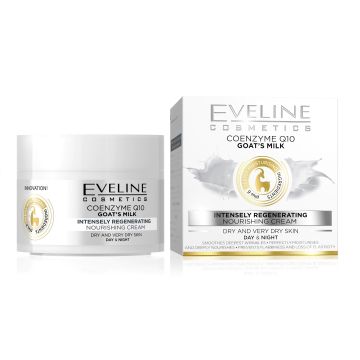 Eveline Nature Line Q10 Goats Milk Интензивно възстановяващ и подхранващ дневен и нищен крем за суха и много суха кожа x50 мл