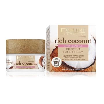 Eveline Rich Coconut Подхранващ крем за лице с био кокос за суха кожа x50 мл
