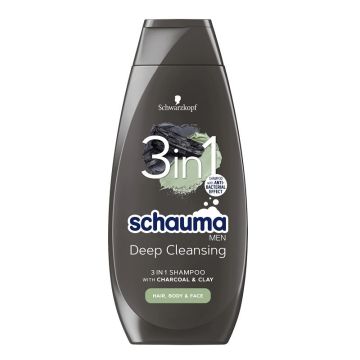 Schauma Men 3in1 Дълбоко почистващ шампоан за мъже за коса, тяло и лице x400 мл