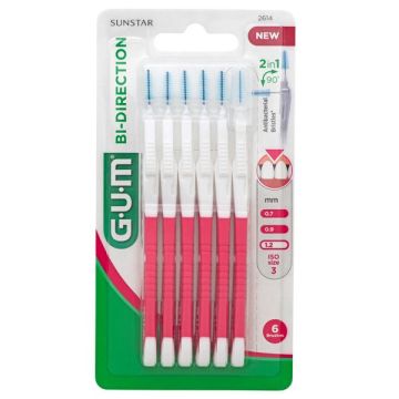 GUM Bi-Direction Интердентални четки за зъби, размер 1,2мм х6 бр